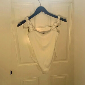 Sunday Best Aritzia White Ribbed Tank Top Bodysuit Size Small